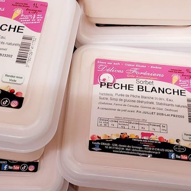 Sorbet Pêche Blanche 1L