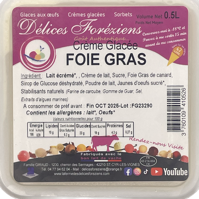 Crème Glacée Foie Gras 2.5L