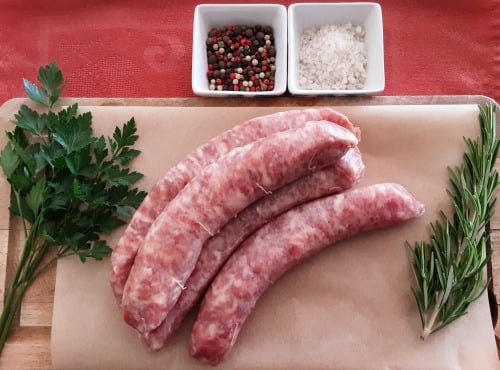 Saucisses de porc fermier + pommes de terres de Saint-Malo