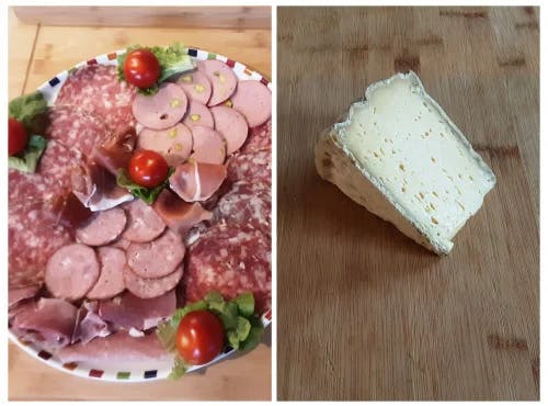 Plateau apéro charcuterie porc fermier + Tomme fermière au lait cru